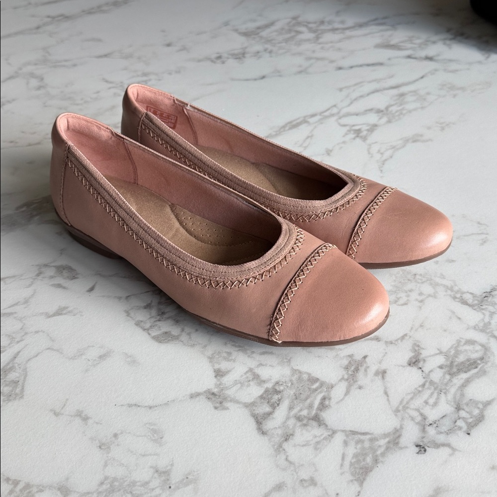Clarks Pink Leather Ballet Flats